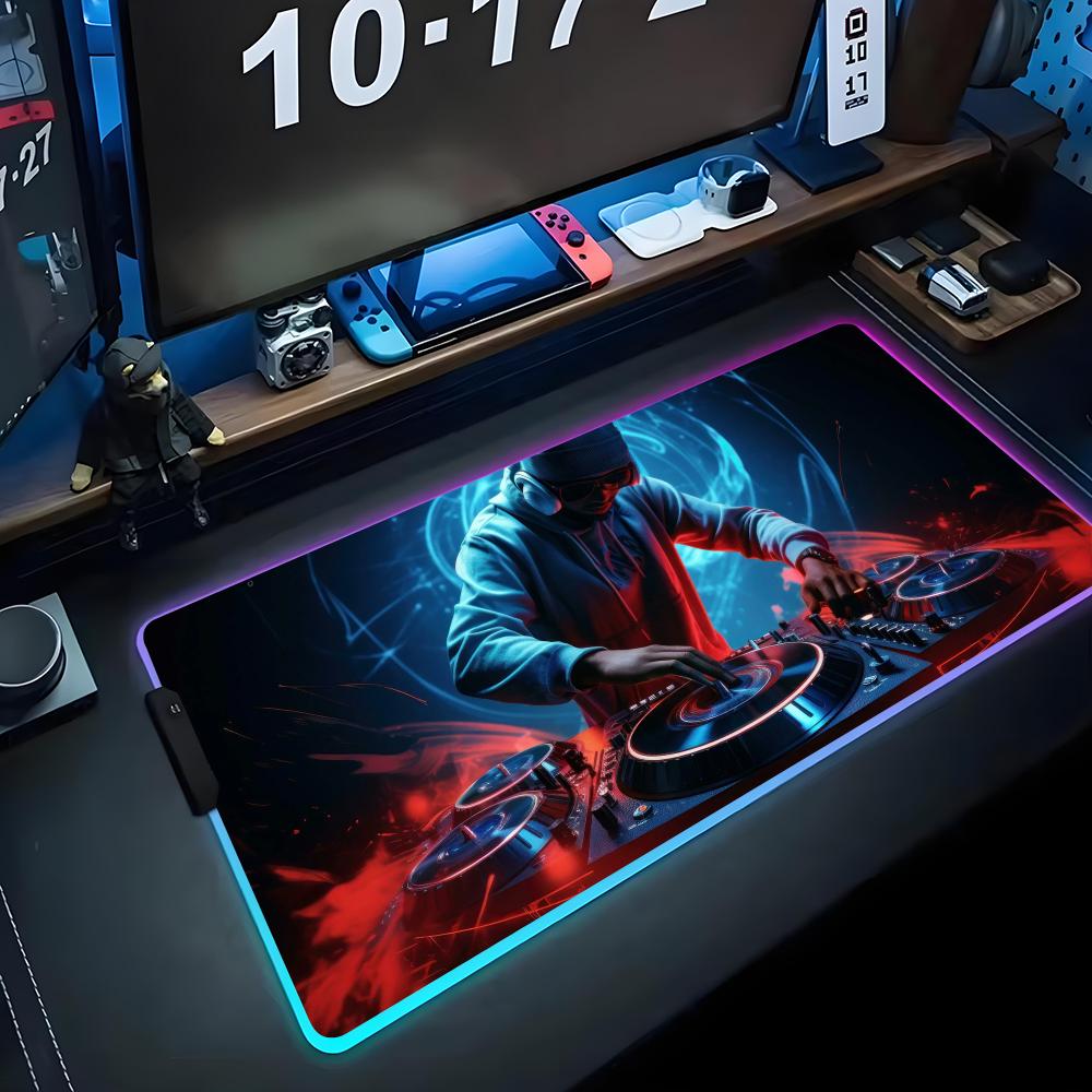 Коврик для мыши DJ RGB Игровой коврик для мыши Большой светодиодный коврик Настольный коврик для ПК Светящийся коврик для мыши Большие коврики для клавиатуры Настольный ковер с подсветкой