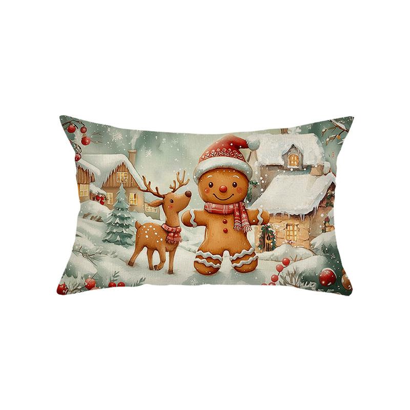 Christmas Waist PillowcaseAtmosphere Decoration Living Room Sofa Pillow Polyester Printed Cushion Cover