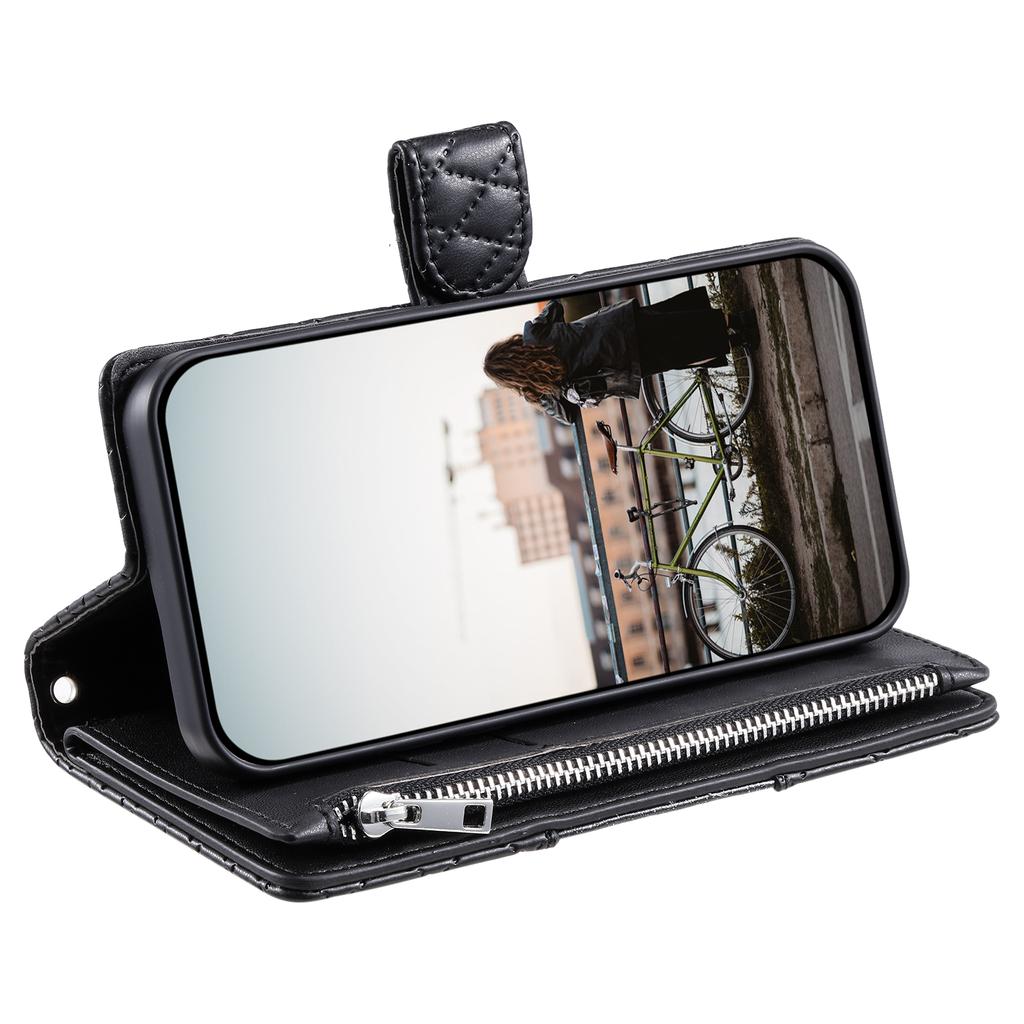 For Motorola Moto G86 5G Case Zipper Pocket Glitter Leather Phone Cover with Wrist Strap