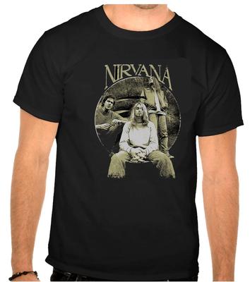 Курт Кобейн Nirvana Логотип рок-музыки Черная футболка -1242-
