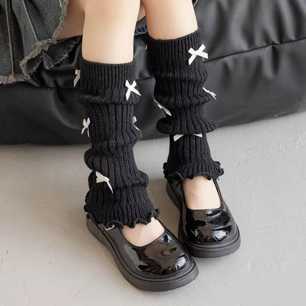 Bow Children's Sock Covers Knitted Warm Leg Warmers Sweet Knitted Sock