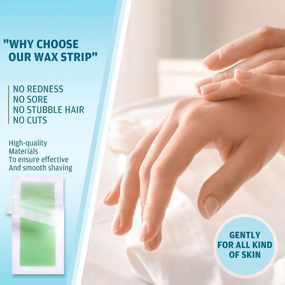 20 шт. восковые полоски для удаления волос для ног, тела, лица, бровей для женщин и мужчин, безболезненные бумажные полоски для депиляции, двустороннее использование