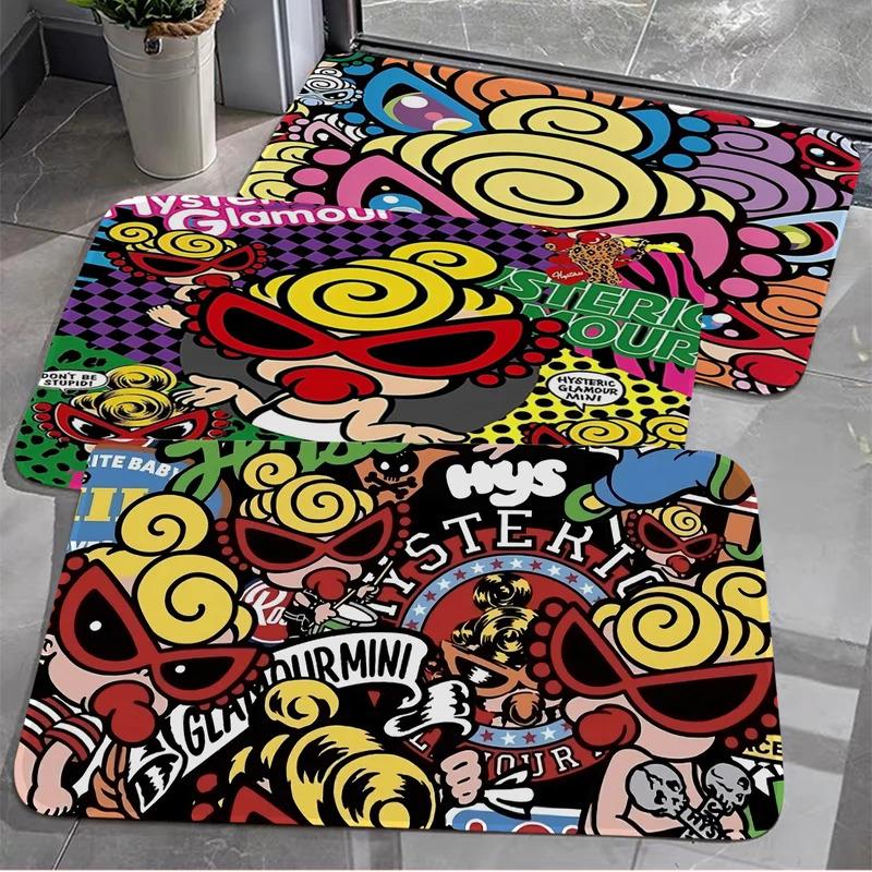 VIKAMA Non-slip Washable Japanese Fashion Hysteric Mini Rug Soft Bath Mat Entryway Doormat for Kids Room Bedroom Living Room
