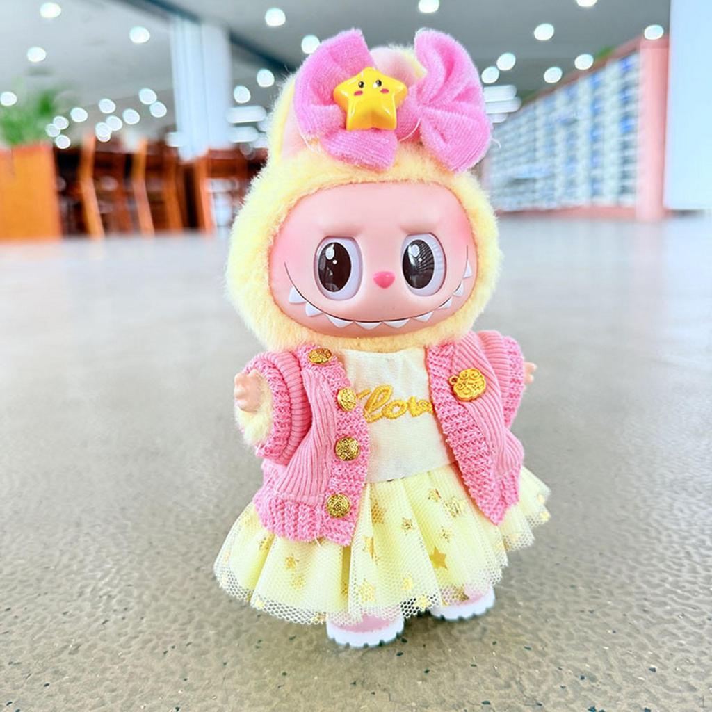 17cm Doll Dress Cute Clothing with Hair Accessory Knitting Sweater Scene Photo Prop