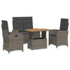 VidaXL Garden Dining Set with Cushions 4 Pcs, Patio Table, Patio Furniture, Outdoor Furniture, Grey 3277347