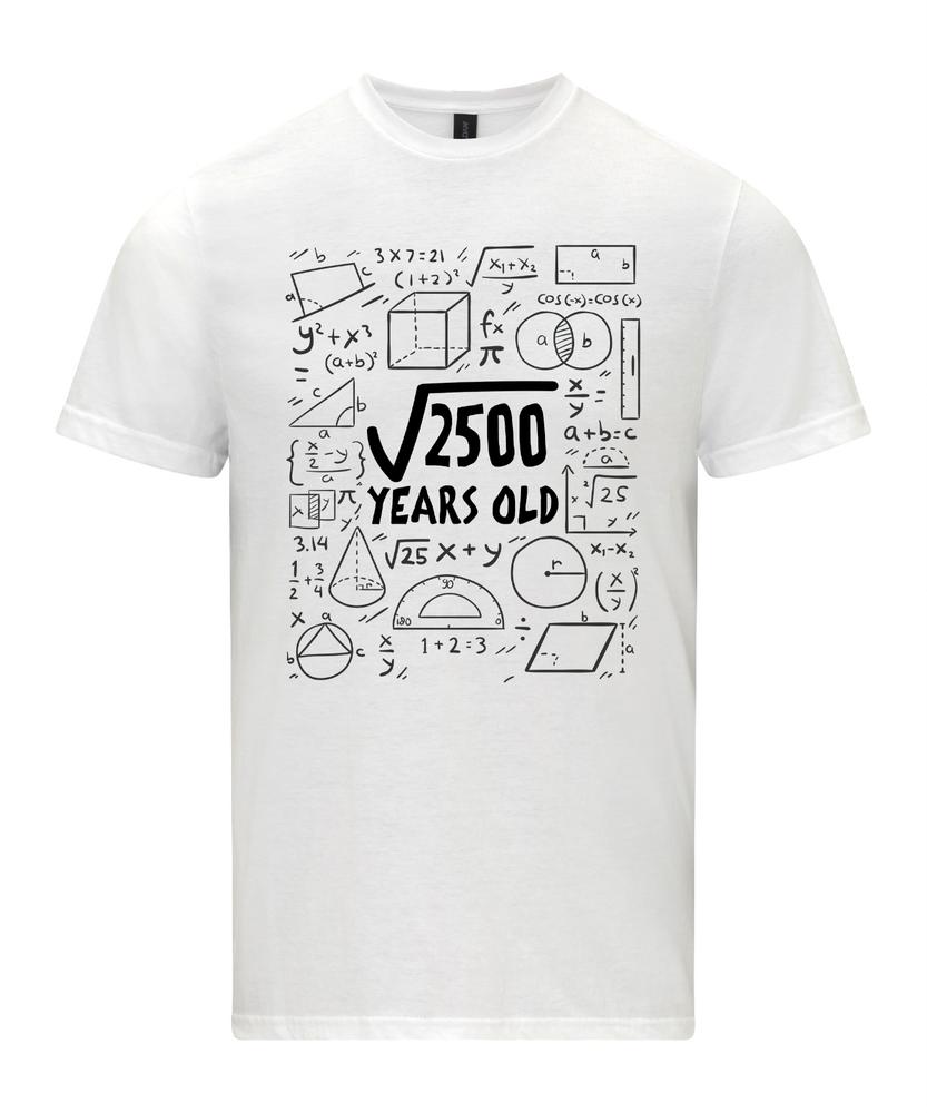 Square Root of 2500 50 Year Old 50th Fifty Birthday Gifts Math TShirt