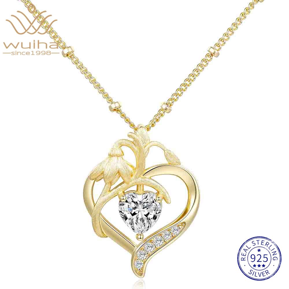 WUIHA 925 Sterling Silver 6.5 MM Heart Cut VVS1 D Color Real GRA Moissanite Pendant Necklace Wedding Engagement Fine Jewelry