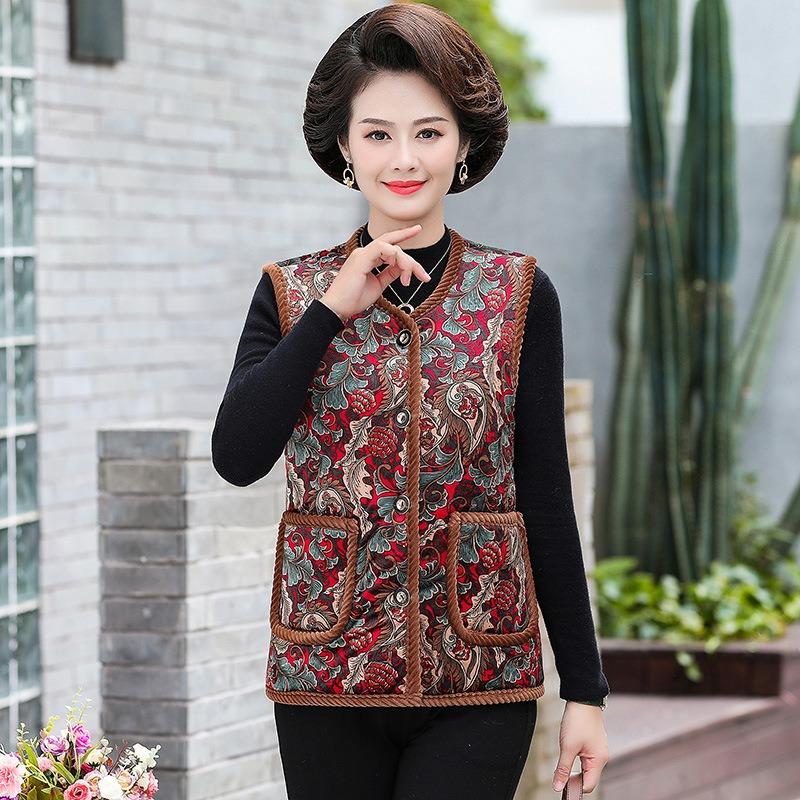 Autumn and Winter Velvet Thickened Vest Thermal Vest Women's Clothing Old Lady Vest Jacket Vest