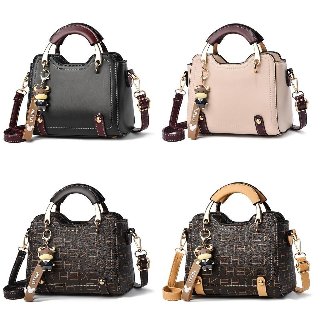 Classic Black Shell Pu Shoulder Bag For Women With Colorful Letter Design Medium Size