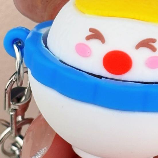 Egg Yolk Rice Clicker Keychain Toy Stress Relief Cartoon Rice Bowl Decompression Button Fidget Key Ring Bag Backpack Purse