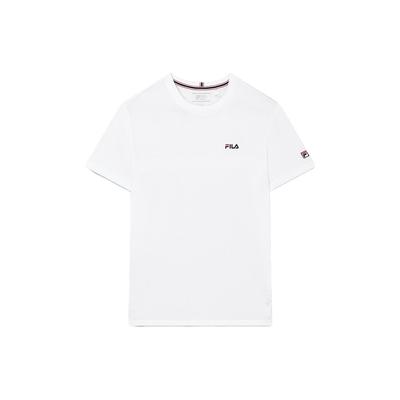 Fila Повседневная футболка с вышитым логотипом, круглым вырезом и коротким рукавом для мужчин, стандартная - белая F11M321113FWT