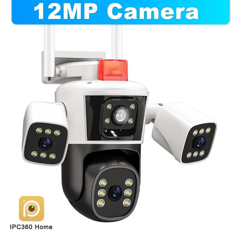 LS VISION 6K 12MP WiFi IP Camera Three lens Panoramic View Outdoor PTZ IP Camera AI Tracking Security Protection CCTV Surveillance Cameras