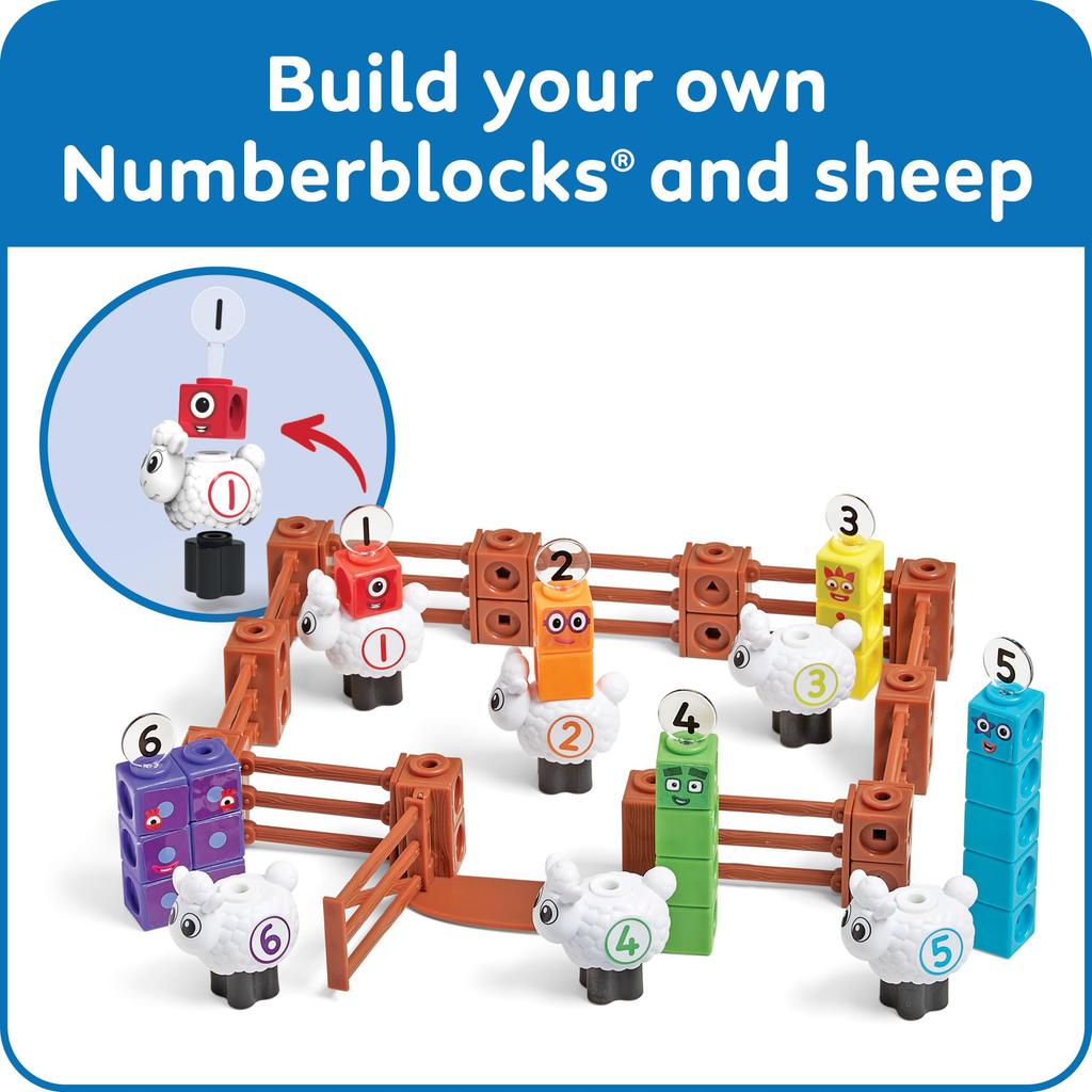 Набор кубиков MathLink Numberblocks, Numberblocks Овечка, Образовательный, Аутентичный, Ферма, Игра, Игрушка, 96093,