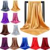 90X90 Satin Silk Scarf Hijab Solid Women Shiny Square Wrap Shawl Head Neck Cover Plain Hair Tie Band Beach Hijab Female Foulard