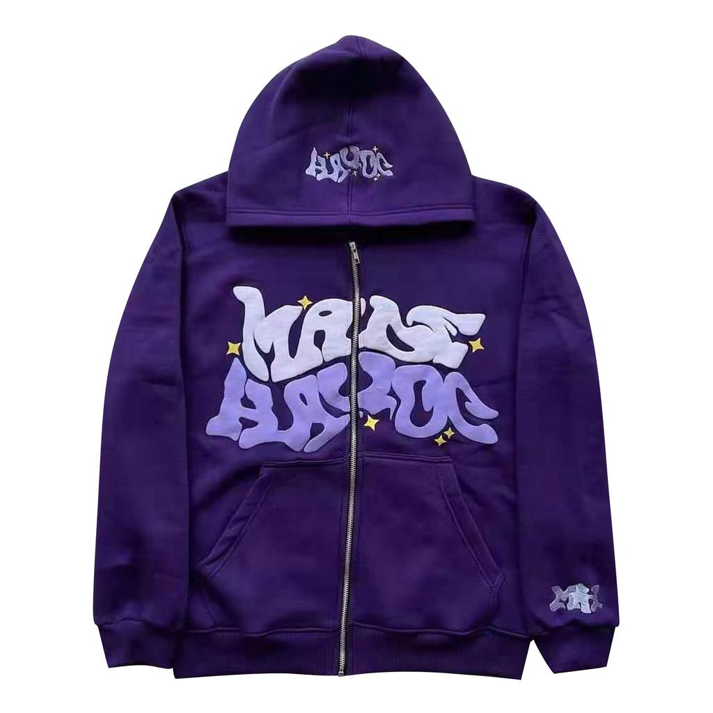 Модный свободный мужской и женский свитер с капюшоном с длинным рукавом и принтом