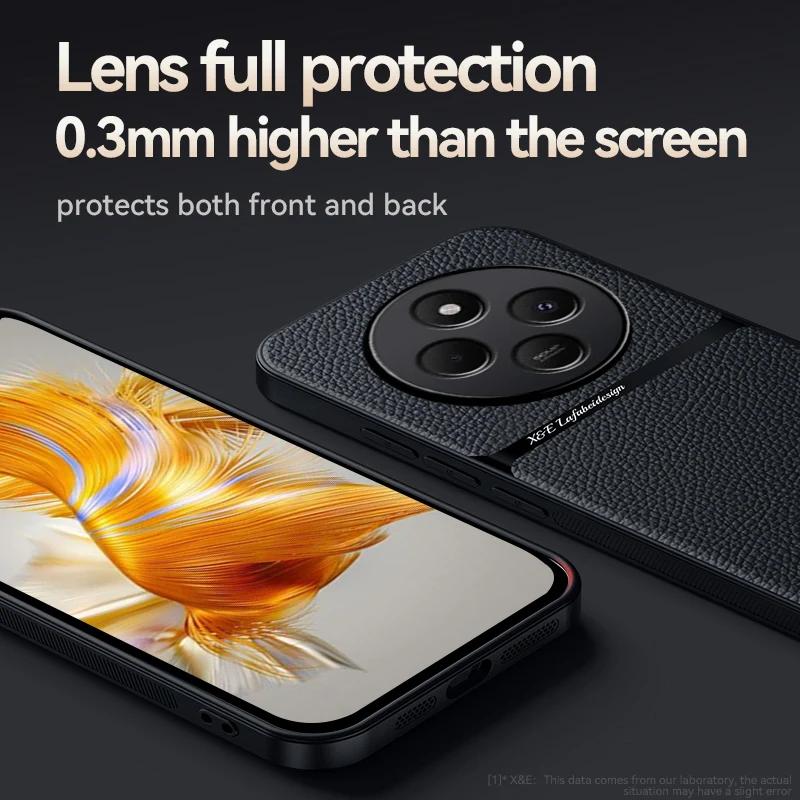 Car Magnetic Phone Case For Redmi 14C 4G Leather Texture Silicone Protection Shockproof Back Cover For Redmi 14R 13C 5G 12C