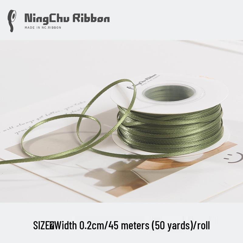 Двусторонняя атласная лента 2 мм для закладки, свадебных бантов и подарочной упаковки
