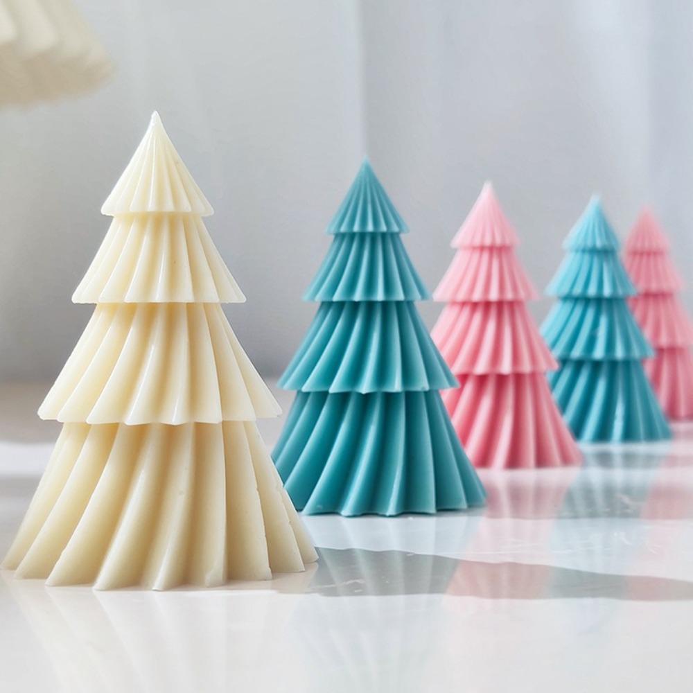 Soft Soap Mould Diagonal Striped Christmas Tree Candle Mold Home Decoration Craft Making