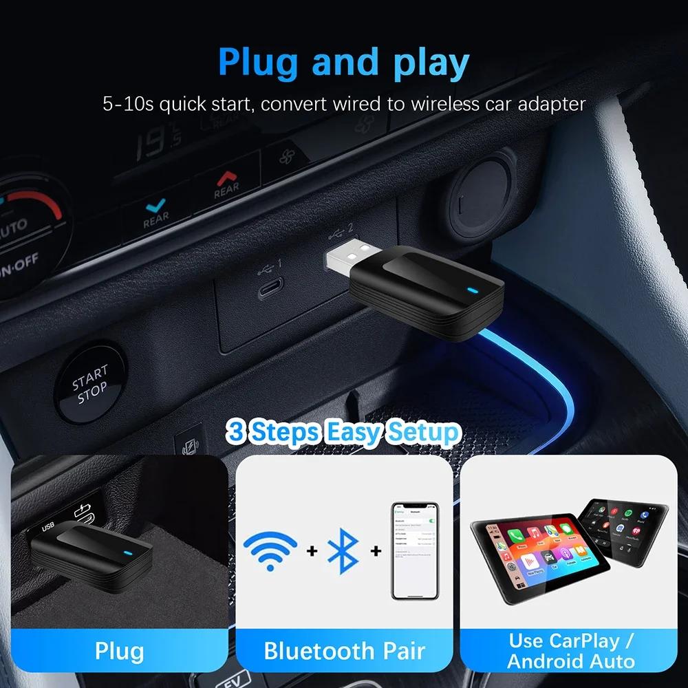 Новый беспроводной адаптер CarPlay и Android Auto Carplay Smart Box Android Auto Wireless Smart Dongle 2in1 для USB/Type C Dongle