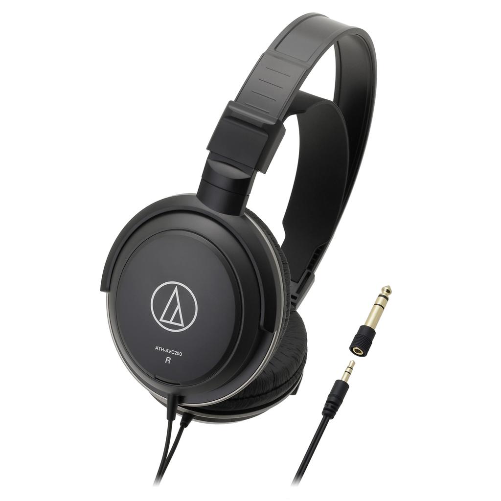 Audio-Technica ATH-AVC200 Headphones Wired for Music/Movie Viewing/Cable 3m/6.3mm Standard/3.5mm Mini Connection Black
