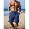 Летние мужские рабочие шорты с несколькими карманами и завязками, мужские пляжные шорты, новые льняные шорты, мужские пляжные рабочие брюки с завязками