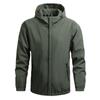 Men's Lightweight Softshell Hooded Jacket Ourdoor Windproof Breathable Multi-pocketed Solid Jackets Water Resistant Hiking Windbreaker Jackets for Men