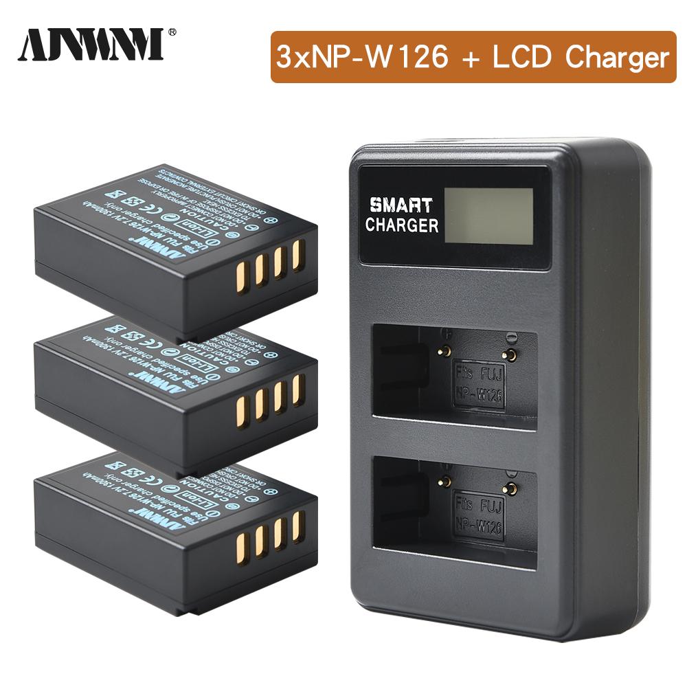 AJNWNM 1300mAh NP-W126 NP W126 NPW126 аккумуляторы + LCD двойное зарядное устройство для Fujifilm Fuji X-Pro1 XPro1 X-T1 XT20 XS10 XT100 XT200 XA5 аккумулятор цифровой камеры