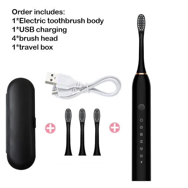 Electric Toothbrush Smart Timing Tooth Brush USB Rechargeable Teeth Clean Whitening Sonic Toothbrush With Replacement Head