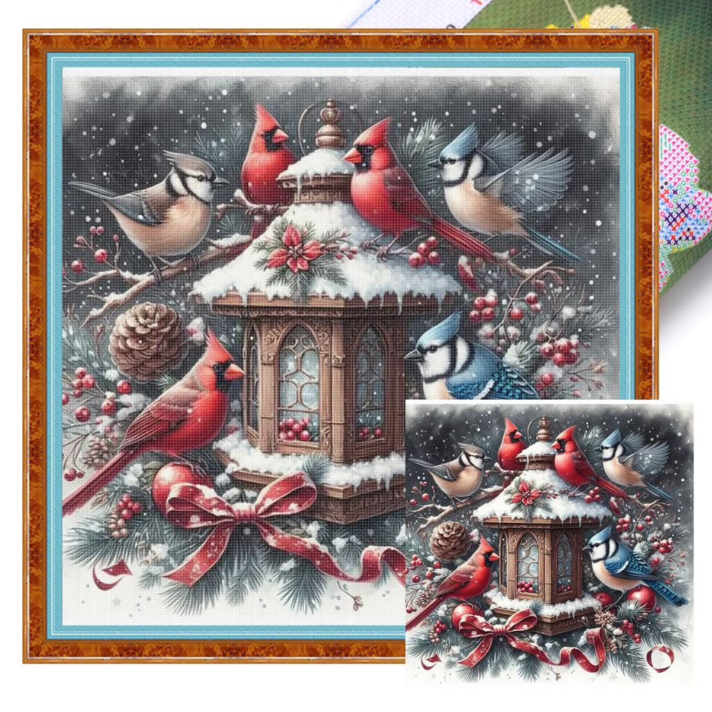 Рождественский домик с принтом Набор для вышивания крестом 45x45см Сделай сам 11CT Набор для рукоделия
