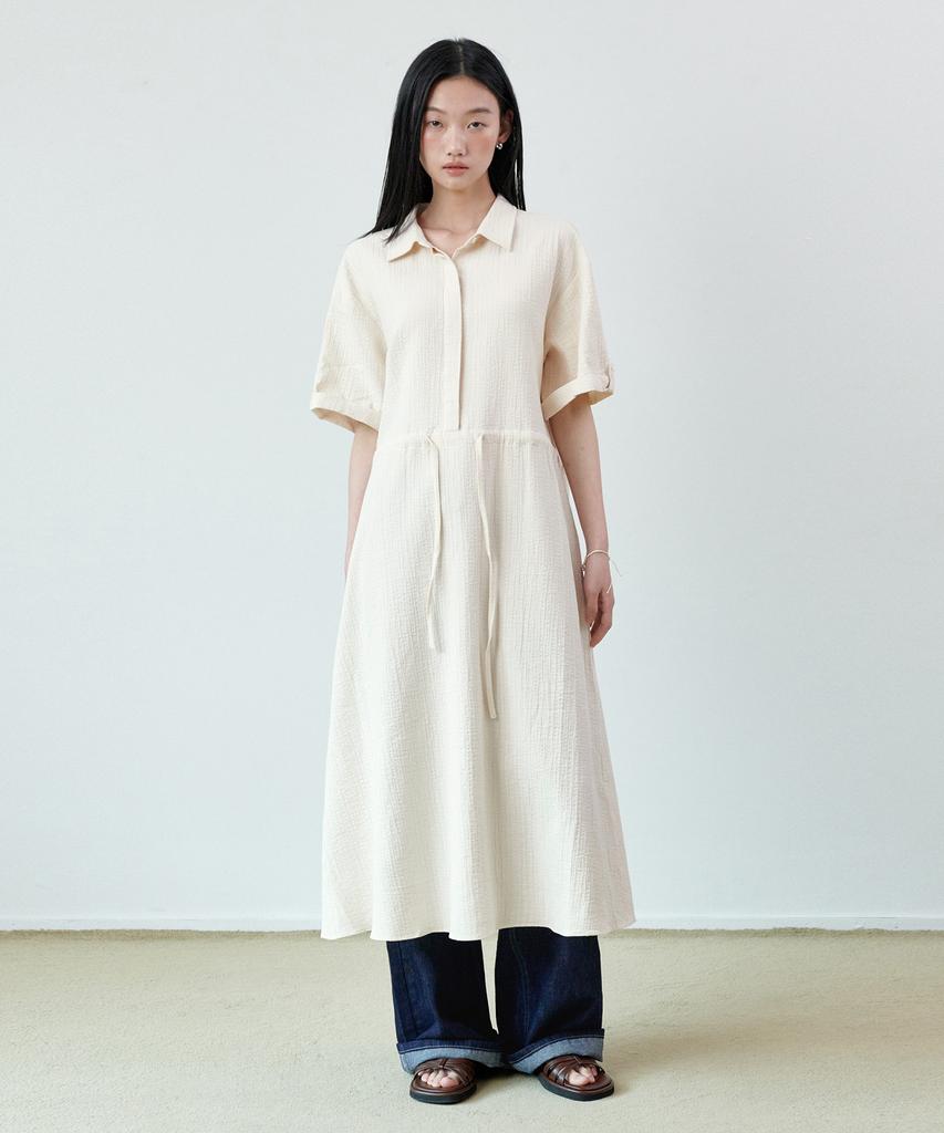 Good Life Works [W] Roll-Up Seersucker Maxi Dress Cream