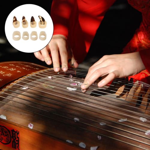 Alasum Guzheng Nails, White, Guzheng Protector Set, Koto Nail Picks, Finger Picks, Biwa, Stringed Instrument Practice