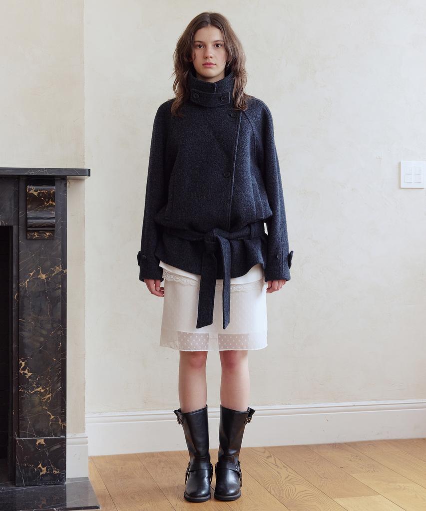 AFTERHOURS Wool Belted Half Coat (Charcoal)