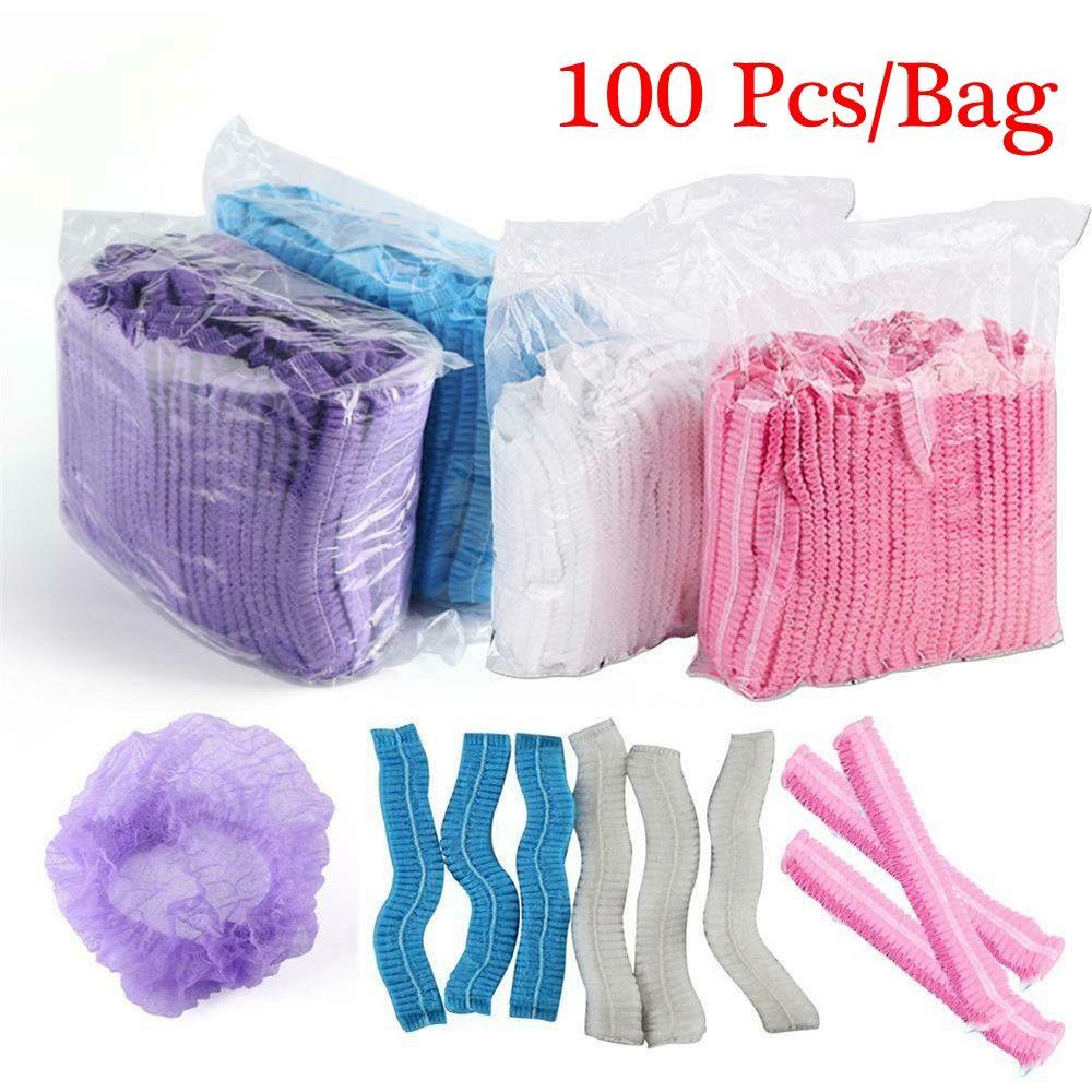 100 Pcs Disposable Stretch Non Woven Fabric Catering Hat Eyebrows Tattoo Hair Net Caps Microblading