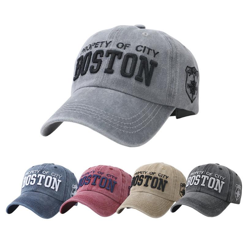 American alphabet baseball cap women's big head circumference hat spring and summer embroidery small face wide brim cap
