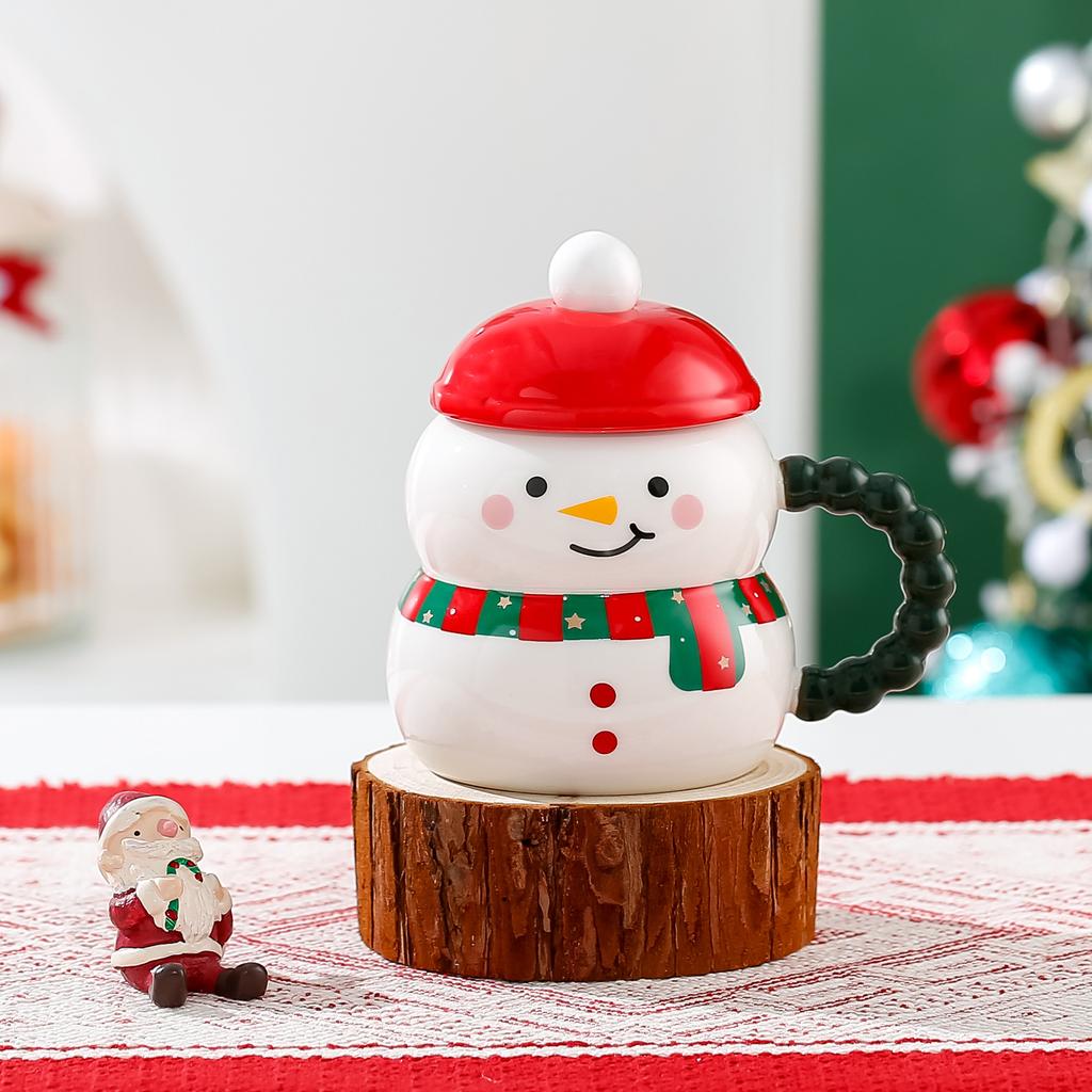 Santa Claus Ceramic Mug Christmas Creative Mug with Lid Spoon Home Couple Water Cup Holiday Gift Box
