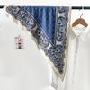 Korean design retro literary blue striped triangle scarf silk scarf summer thin scarf neck accessories small scarf