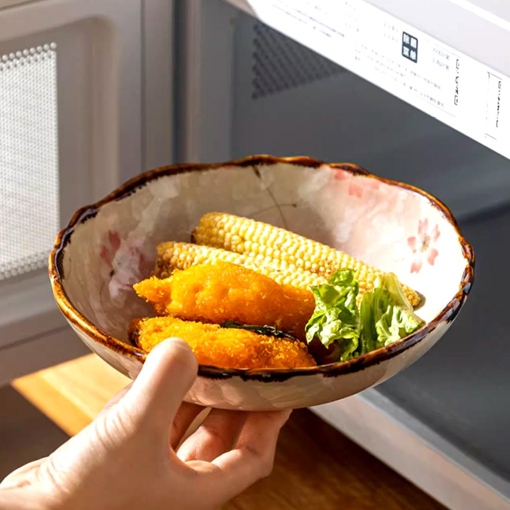 7,4-дюймовые керамические обеденные тарелки, японские ретро-глубокие круглые обеденные тарелки, тарелка для пасты, кухонная посуда, посуда для микроволновой печи