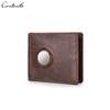 Genuine Leather Men Wallet With Airtag Slot RFID Money Clip Credit Card Holder Small Male Purse Coin Pocket