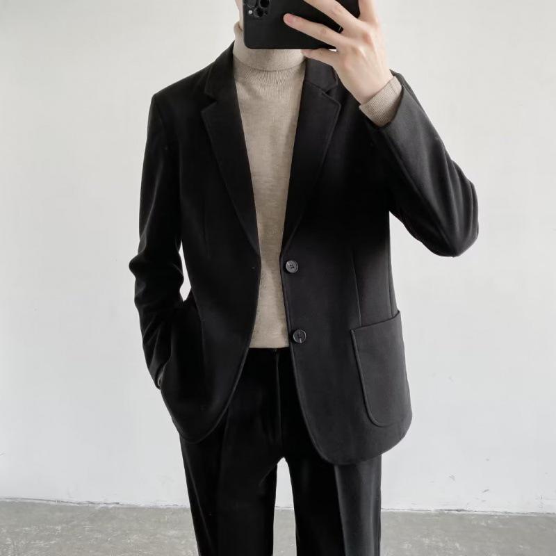 Высококачественный толстый мужской пиджак в западном стиле в корейском стиле, модный повседневный, не требующий глажки