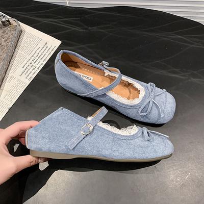 Французские туфли Мэри Джейн женские 2025 весна и осень с юбкой внутренняя высота увеличение балетки мягкая подошва пряжка на ремешке одинарные туфли