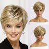 European and American Style Women Short Straight Blonde Wig Fashion Daily Use Natural Looking Synthetic Fiber Wig