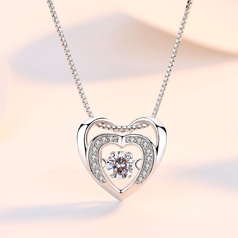 Двойная любовь, трогательное сердце, ожерелье для женщин, японское и корейское, простая цепочка с подвеской в форме сердца, ожерелье на ключицу