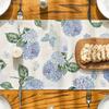 Flower Printed Blue Lemon Linen Table Runner Purple Hydrangea Tablecloth  Valentine's Day