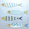 4 Pcs Wooden Fish Wall Decor Nautical Coastal Wall Art Blue Fish Wall Sculpture Lake House Hanging Decor for Bathroom Bedroom