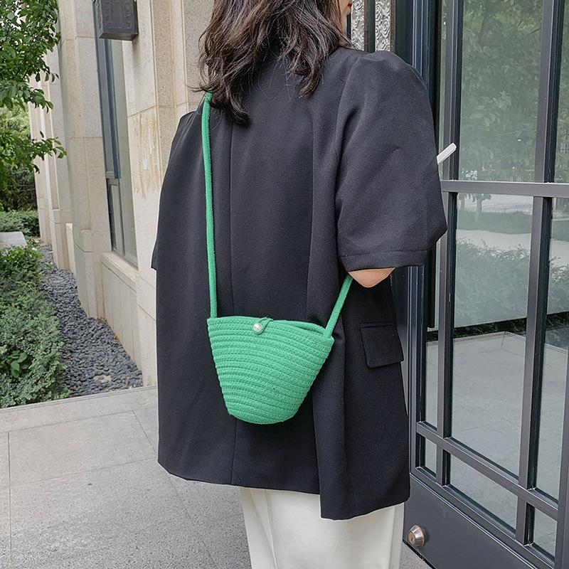 Повседневная хлопковая тканая женская сумка, маленькая плетеная летняя пляжная сумка Shell, женская дорожная сумка через плечо