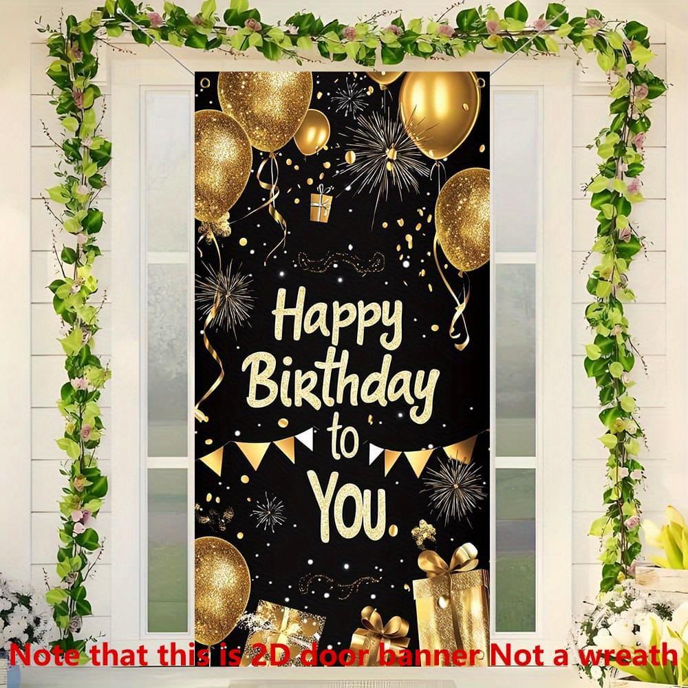 Happy Birthday Door Curtain Shimmering Stars Sequins Champagne Polyester Home Decor