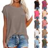 Женская летняя мода, свободный однотонный топ без рукавов с короткими рукавами и карманами, повседневный топ с разрезом