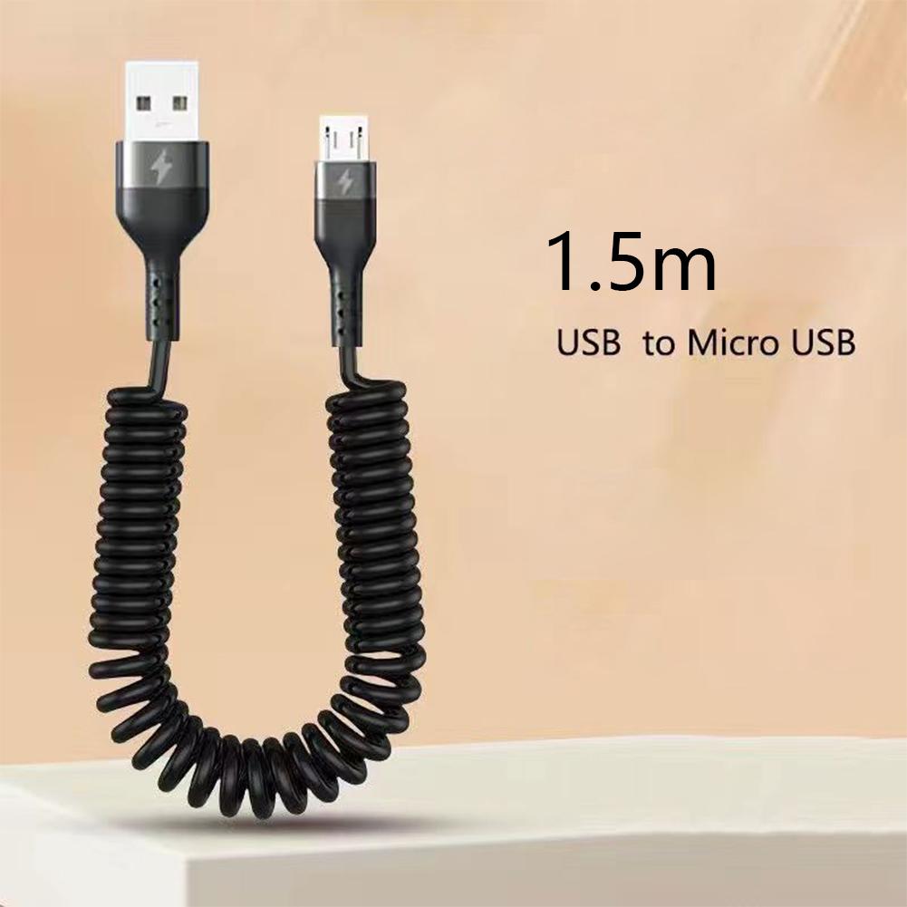 Spring Telescopic 100W 5A Fast Charging Type C Data Cable USB Micro Car Phone Charger for iPhone13 14 Pro Sumsung Xiaomi POCO