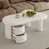 Modern White Coffee Table with Irregular Shape - 2 Drawers, Space-saving, Stylish, Sturdy - Perfect for Living Room & Multi-purpose Use