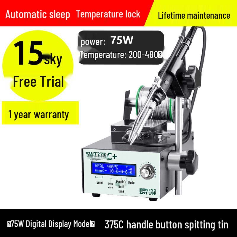 Industrial Grade Automatic Soldering Machine SWT375 with Foot Pedal, High Power Electric Iron, Hand Press Solder Dispensing.